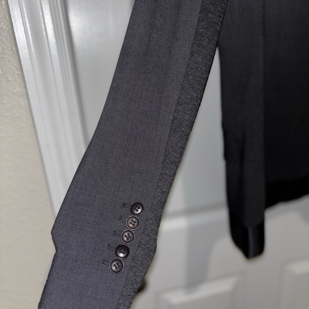 BCBGMAXAZRIA  Blazer Size S Kana Heather Jacket Satin Trim Gray​​​ - Picture 6 of 7
